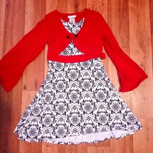 Bonnie Jean Girls Dress Red ,Black and White Size 14